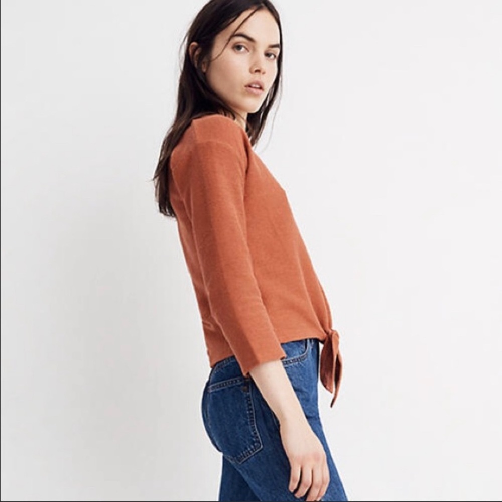 Madewell Texture & Thread Rust Ribbed Tie Front T… - image 3